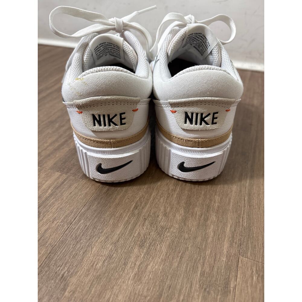 Nike White With Black Swoosh Platform Tennis Shoes Sz 8 - Picture 5 of 7